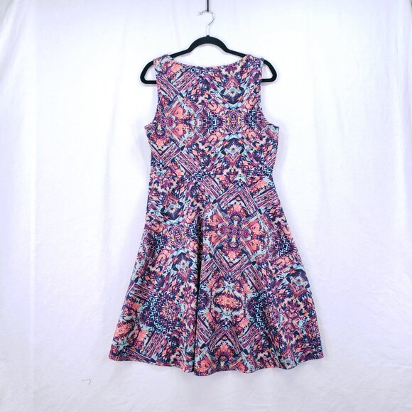 Torrid Multicolor Colorful Geometric Bold Kaleidoscope Fit n Flare Dress Size 0 - Picture 9 of 12